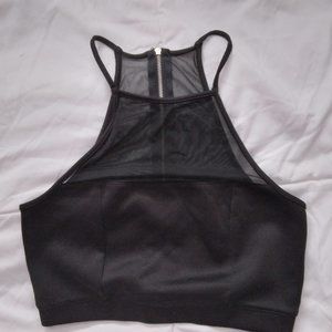 Black cropped,  back zipper, sheer back, size XS.